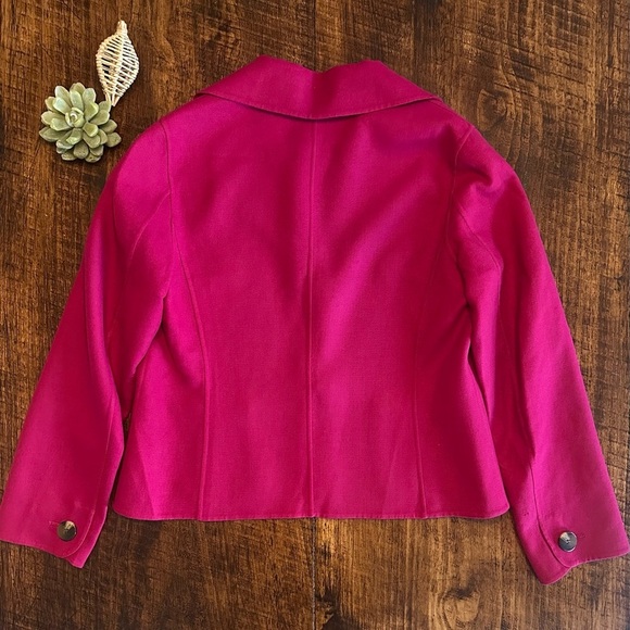 Talbots | 100% Wool (Gabardine) Blazer/Jacket, Pink Cranberry - Picture 2 of 8